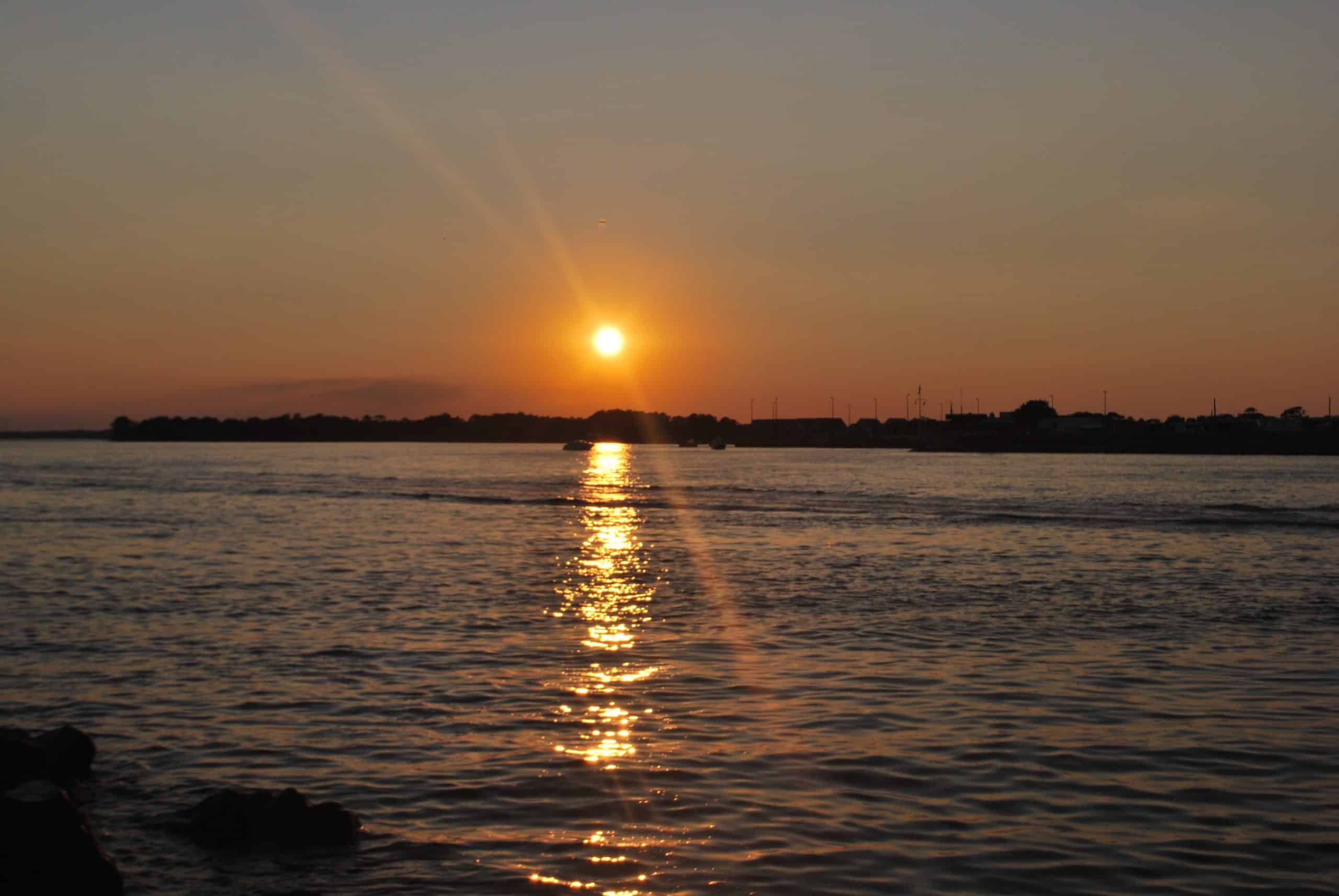 Sunset over the water in the Delaware Shores